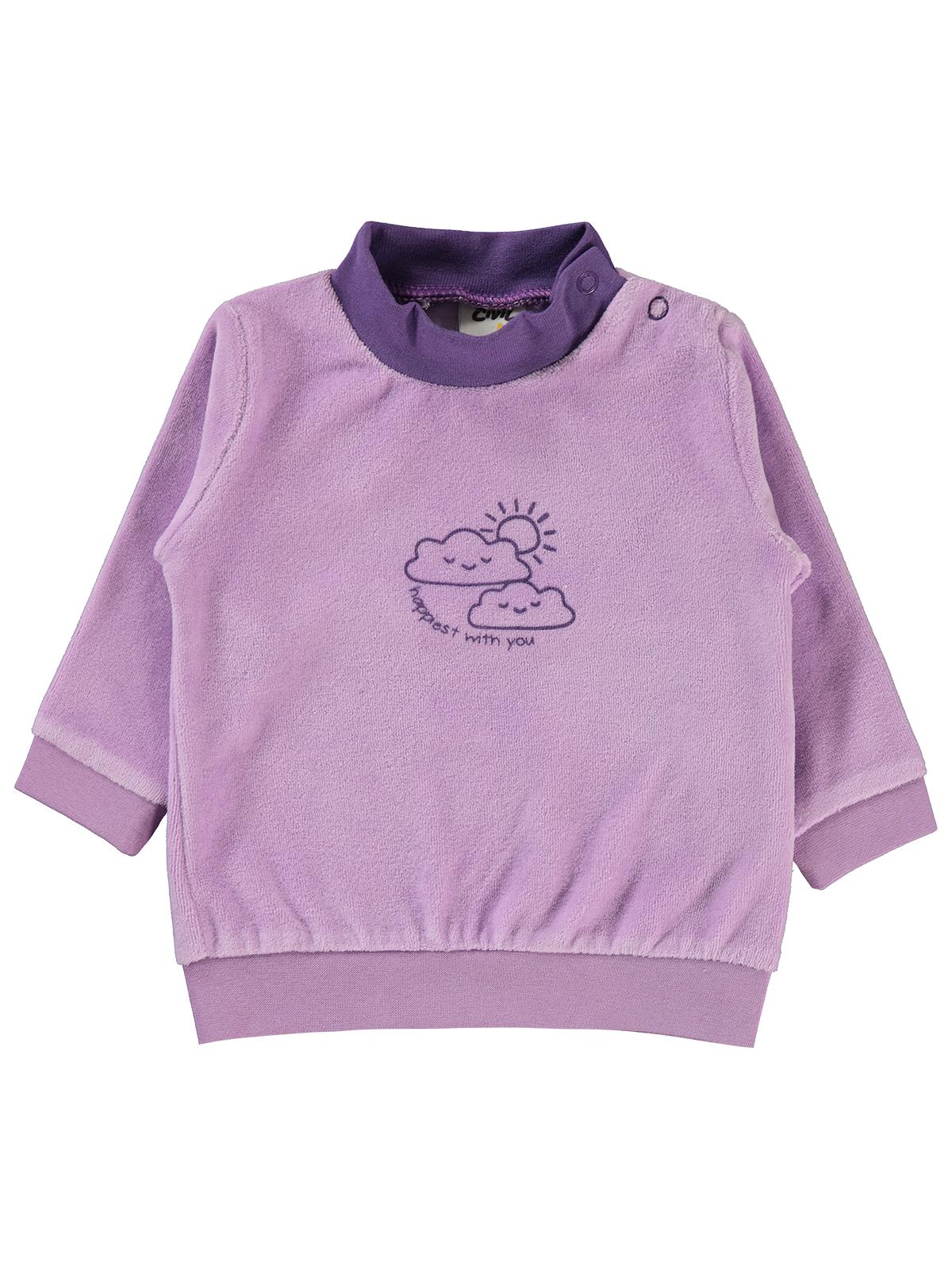 Civil Baby Bulut Baskılı Boğazlı 6-18 Ay Sweatshirt - Lila
