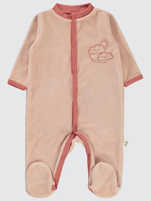 Civil Baby Bulut Baskılı Patikli 1-6 Ay Tulum - Pudra