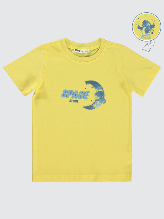 Civil Boys Space Store Baskılı 2-5 Yaş Tişört - Sarı