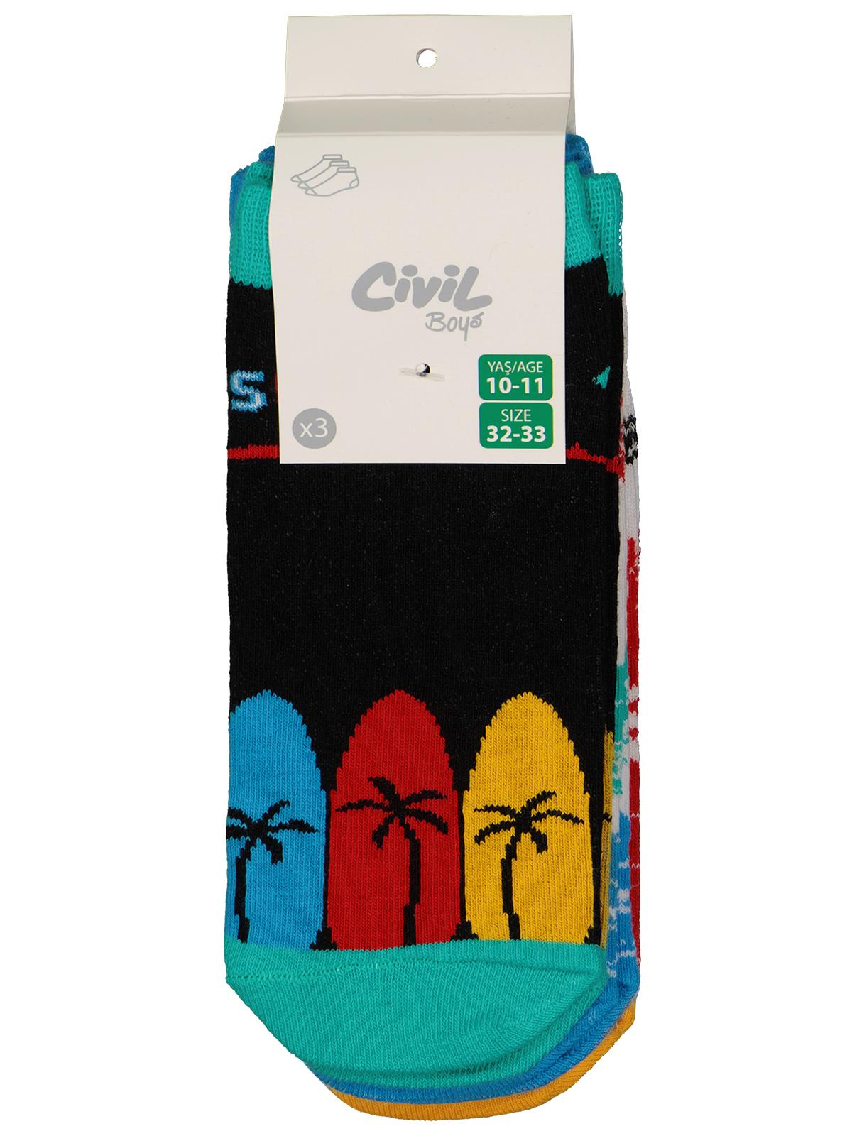 Civil Boys Surfing 3'lü 2-12 Yaş Erkek Patik Çorap - Standart