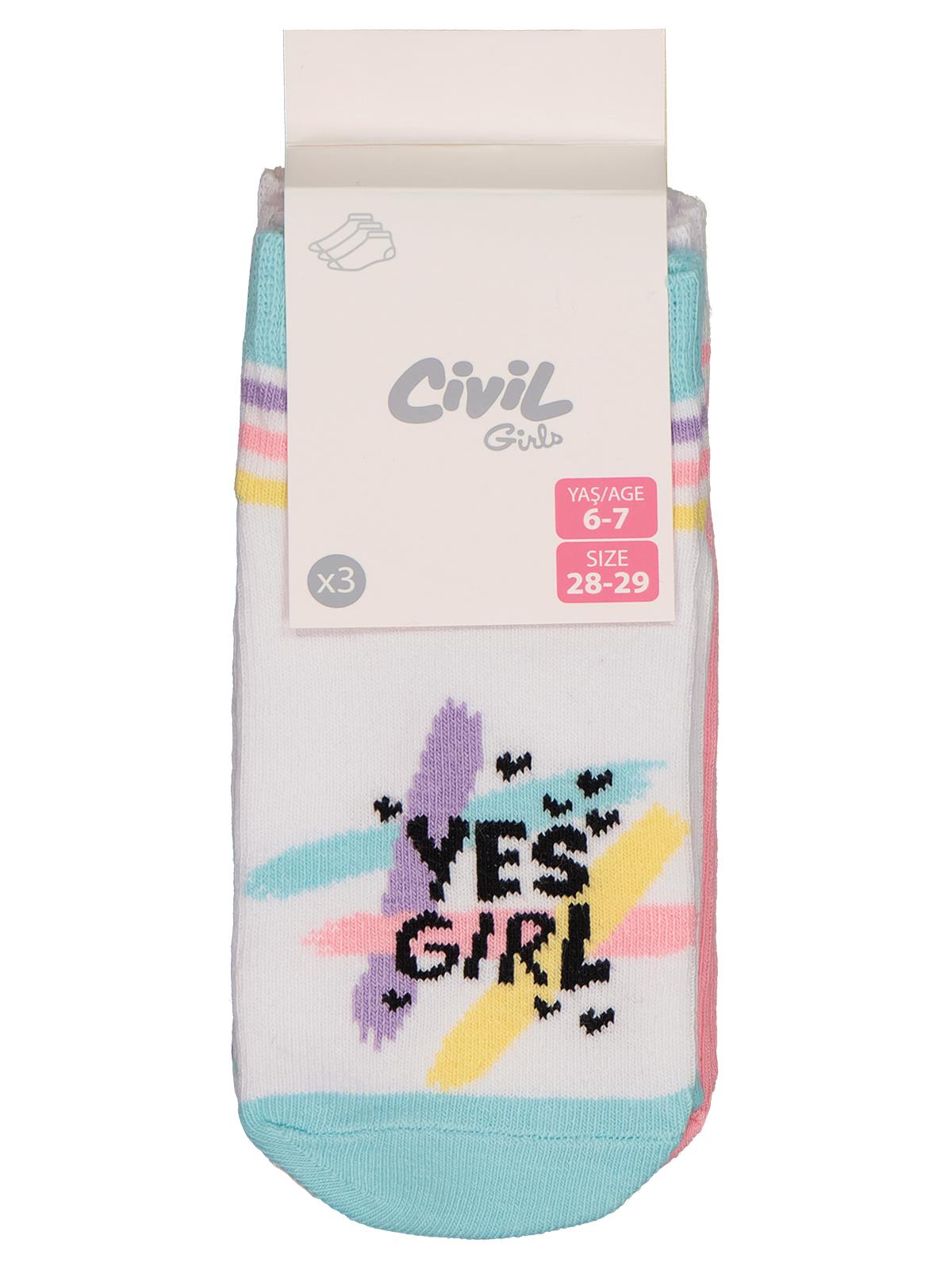Civil Girls 3'lü 2-12 Yaş Kız Patik Çorap