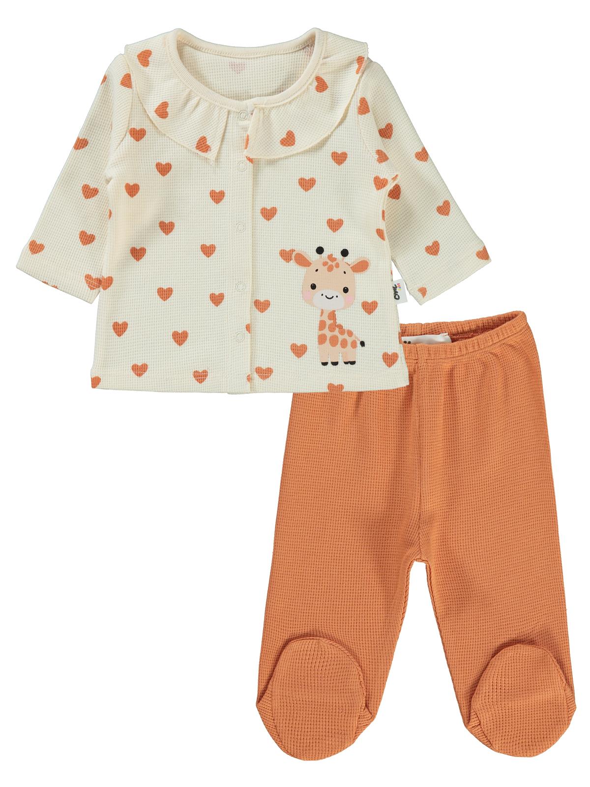 Civil Baby Kalp Zürafa 1-6 Ay Pijama Takımı - Fil Dişi