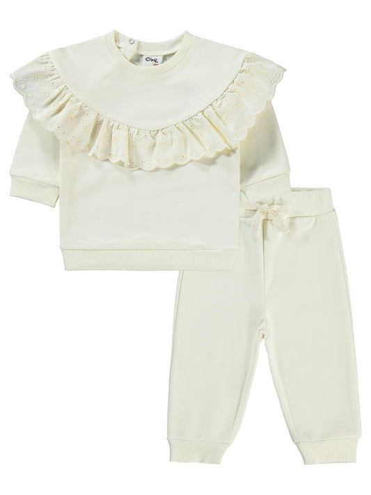 Civil Baby Brodeli 6-18 Ay Takım - Ekru