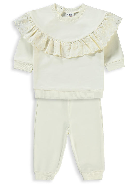Civil Baby Brodeli 6-18 Ay Takım - Ekru