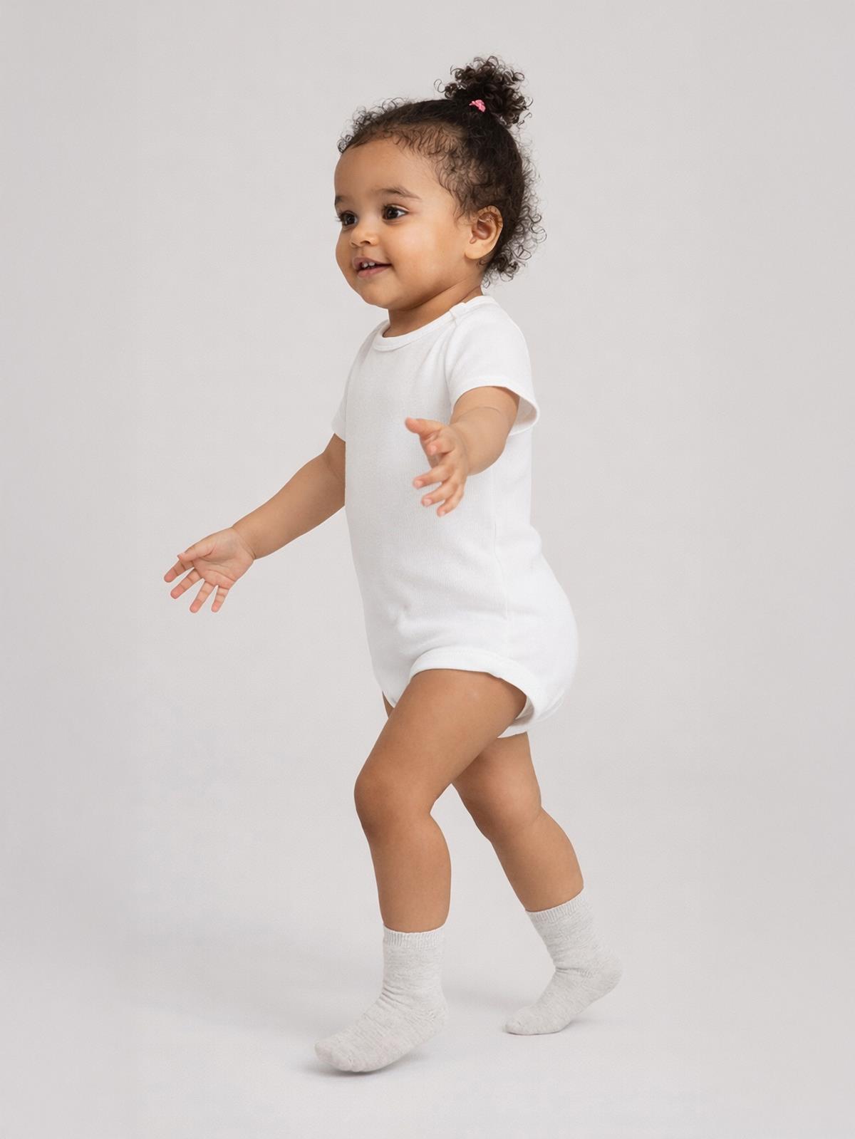Civil Baby 3 lü Düz Kısa Kol  Çıtçıtlı Badi - Beyaz