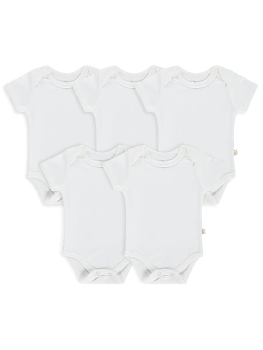 Civil Baby 5'li Çıtçıtlı Badi Seti | Pamuklu Kısa Kol | Ribana Bebek Atlet Badi - Beyaz