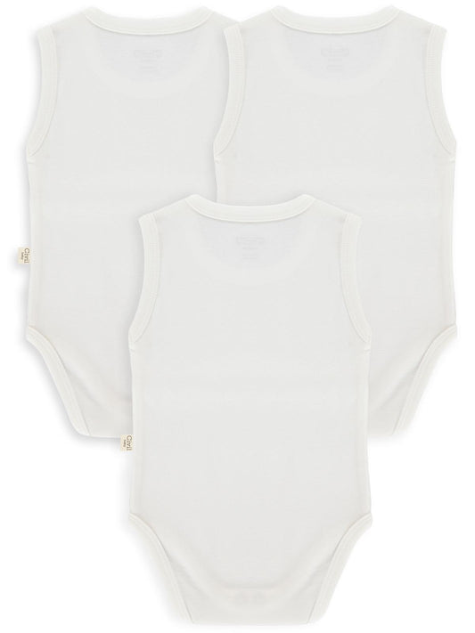 Civil Baby 3 lü Düz Sıfır Kol 3-9 Ay Çıtçıtlı Badi - Beyaz