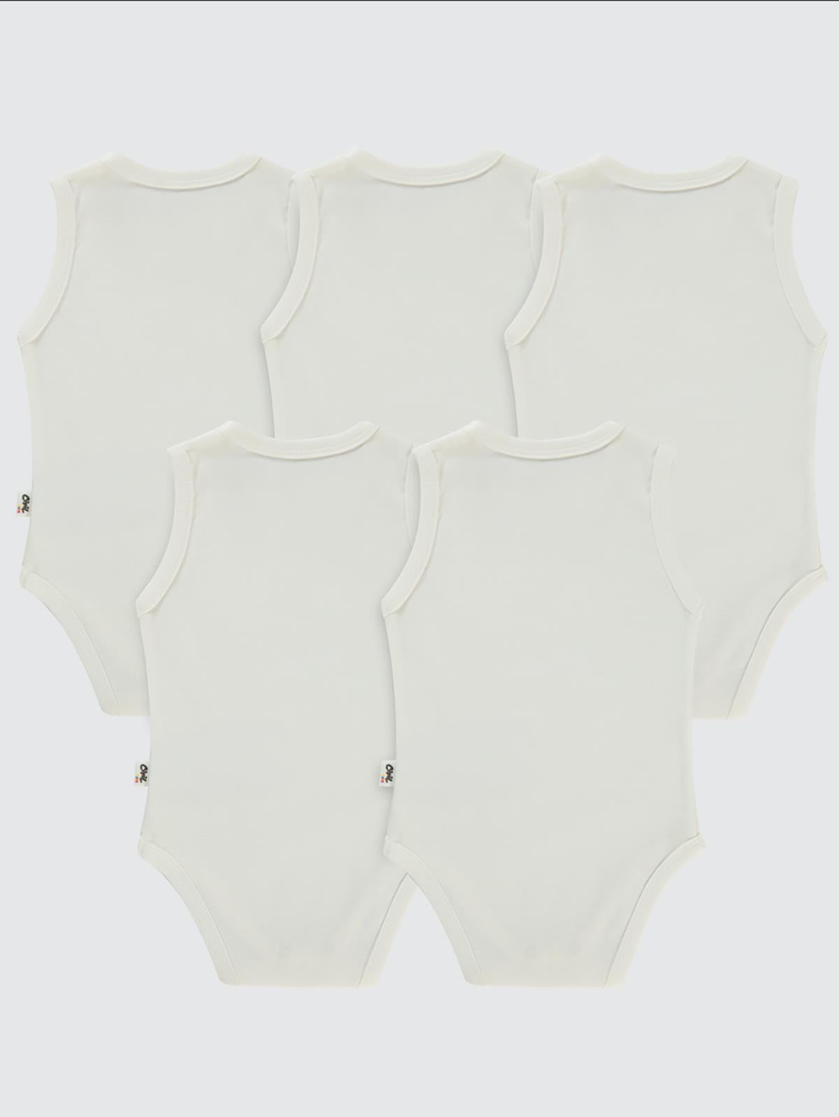Civil Baby 5 li Düz Basic Sıfır Kol1-3 Yaş Çıtçıtlı Badi - Beyaz