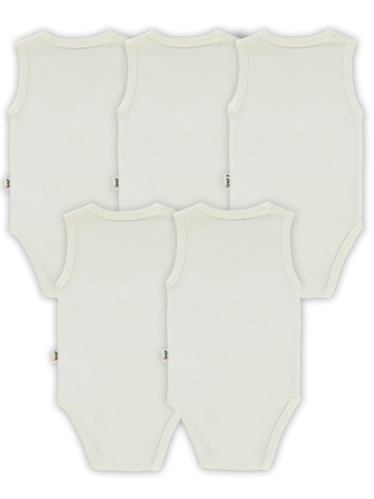 Civil Baby 5 li Düz Basic Sıfır Kol1-3 Yaş Çıtçıtlı Badi - Beyaz