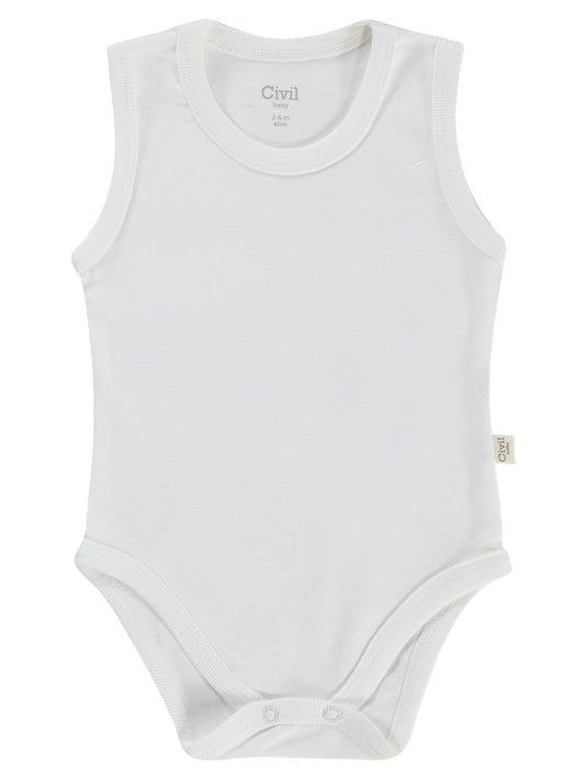Civil Baby 5'li Çıtçıtlı Badi Seti | Pamuklu Kolsuz | Ribana Bebek Atlet Badi - Beyaz