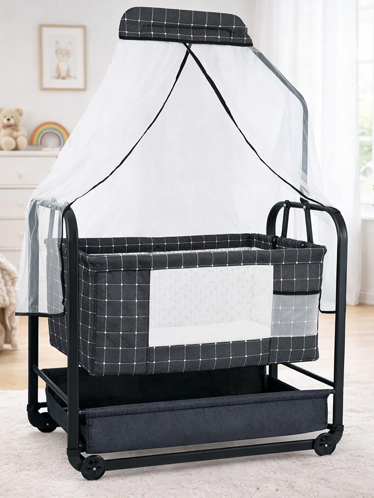 Kujju Elegance Cibinlikli Anne Yanı Sallanır Beşik - Gri