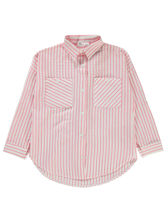 Civil Girls Çizgili 6-9 Yaş Gömlek - Pembe