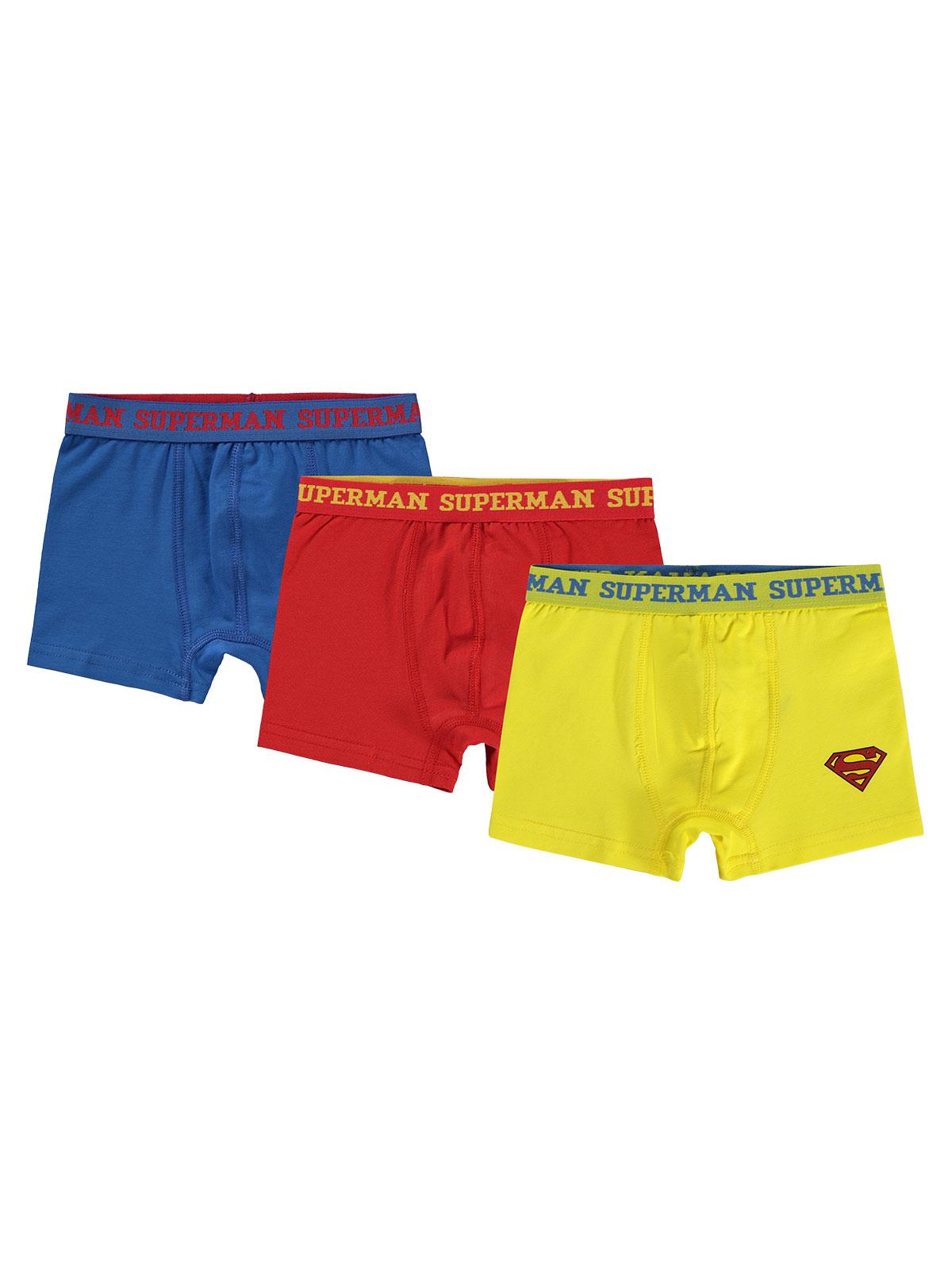Süperman 3'lü Boxer Set | Likralı Süprem Baskılı | Okul Kreş ve Günlük Kullanım