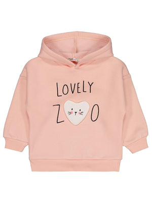 Civil Girls Kız Çocuk Lovely Baskılı Sweatshirt | 3 İp Uzun Kol Kapşonlu | Okul Kreş ve Günlük Kullanım - Pudra