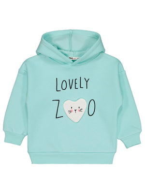 Civil Girls Kız Çocuk Lovely Baskılı Sweatshirt | 3 İp Uzun Kol Kapşonlu | Okul Kreş ve Günlük Kullanım - Yeşil