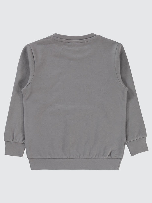 Civil Boys Erkek Çocuk Super Baskılı Sweatshirt | 2 İp Uzun Kol | Okul Kreş ve Günlük Kullanım - Gri