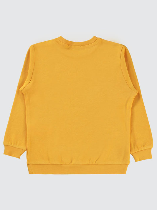Civil Erkek Çocuk Taksi Baskılı Sweatshirt | İnterlok Uzun Kol | Okul Kreş ve Günlük Kullanım - Hardal