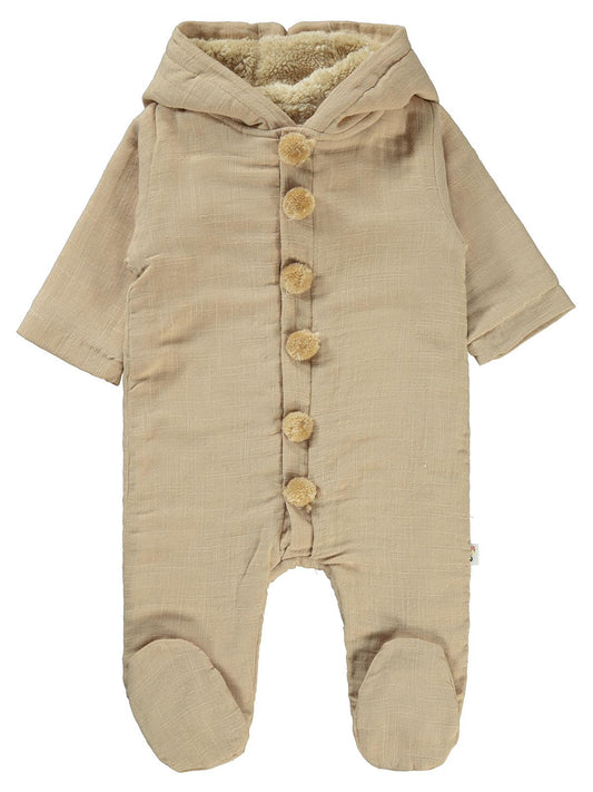 Civil Baby Kapüşon ve Ponponlu 3-12 Ay Tulum - Hardal