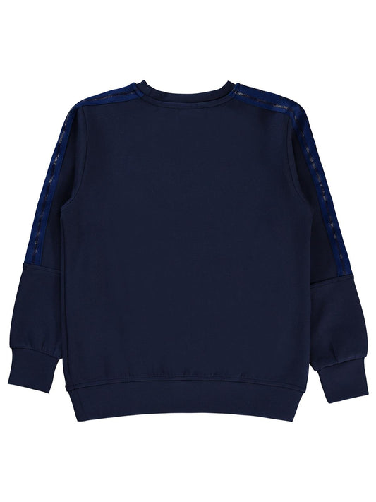 Pierre Cardin PC Baskılı Sweatshirt | Modal Uzun Kol Bisiklet Yaka | Okul Kreş ve Günlük Kullanım - Lacivert