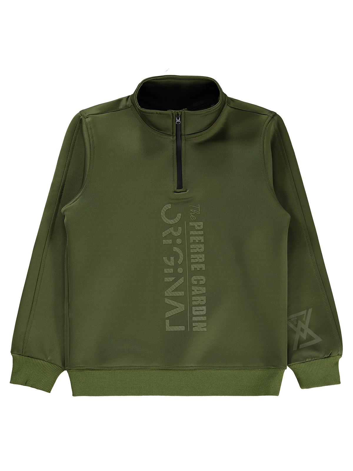 Pierre Cardin Original Baskılı Sweatshirt | Dalgıç Uzun Kol | Okul Kreş ve Günlük Kullanım - Haki