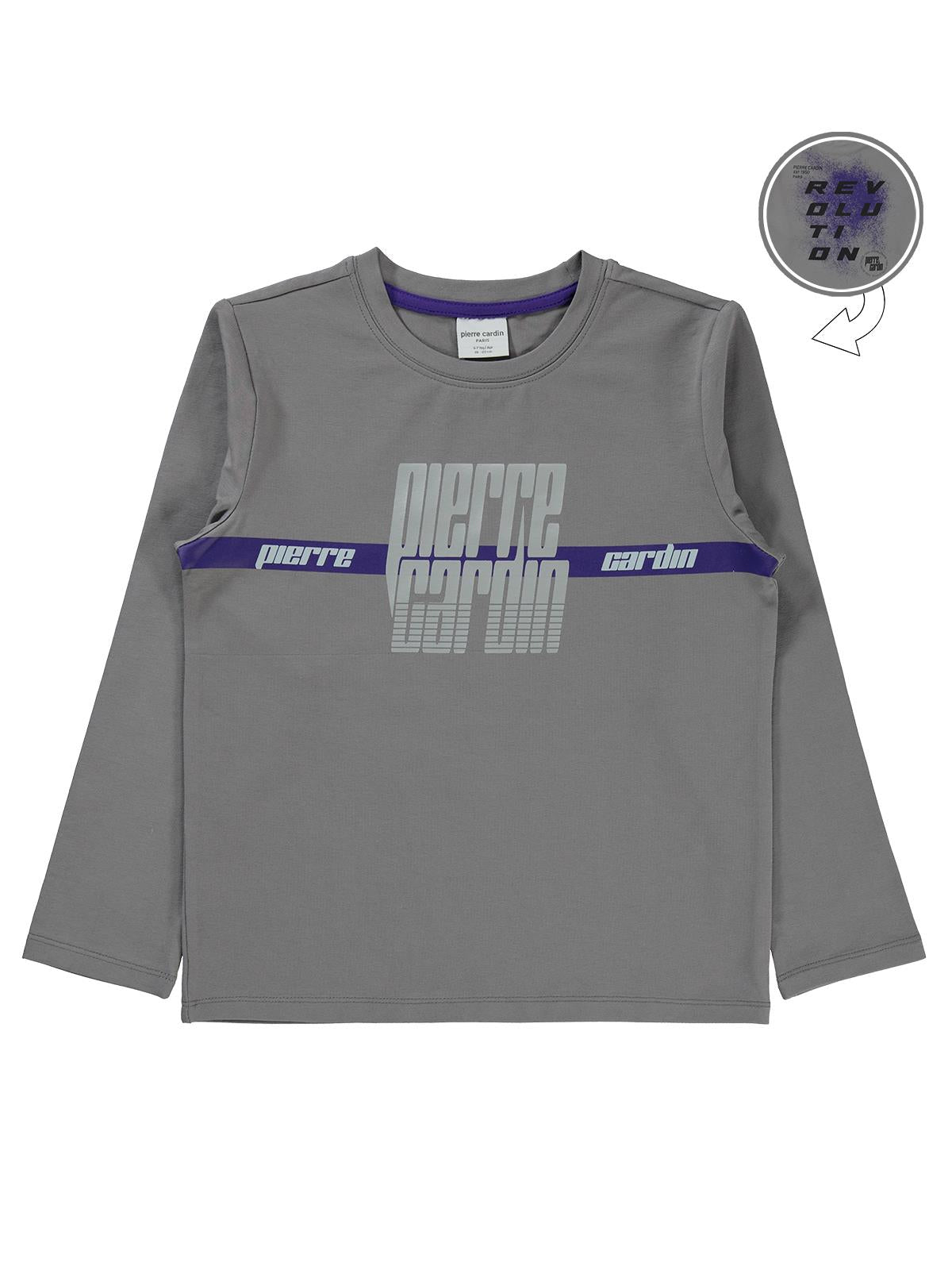 Pierre Cardin Sırtı Revolutıon Baskılı Sweatshirt | Süprem Uzun Kol | Okul Kreş ve Günlük Kullanım - Gri