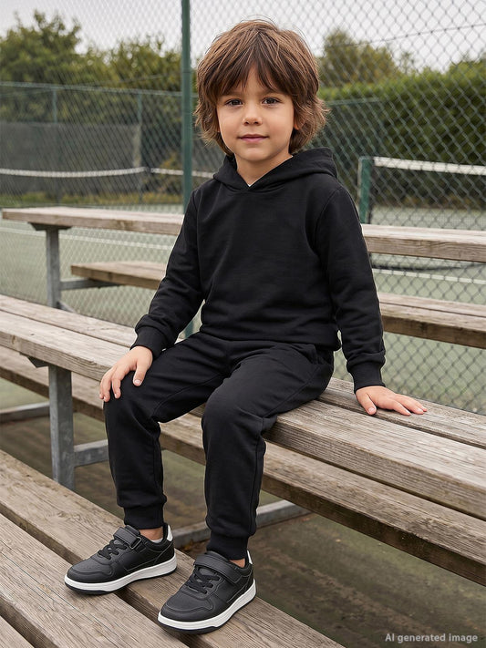 Civil Erkek Çocuk Unisex Basic Eşofman Takımı | 2 İp - 2 İp Uzun Kol | Okul Kreş ve Günlük Kullanım - Siyah