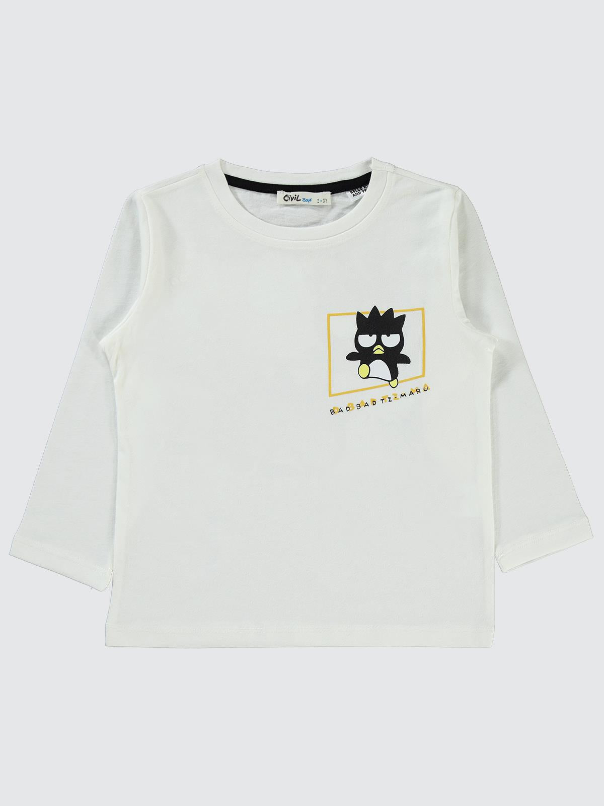 Civil Erkek Çocuk Sanrio Bad Badtz Maru Sweatshirt | Süprem Uzun Kol | Okul Kreş ve Günlük Kullanım - Ekru