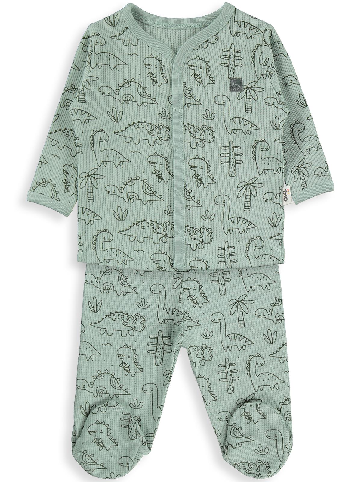 Civil Baby Dinozor Empirme 1-6 Ay Pijama Takımı - Haki
