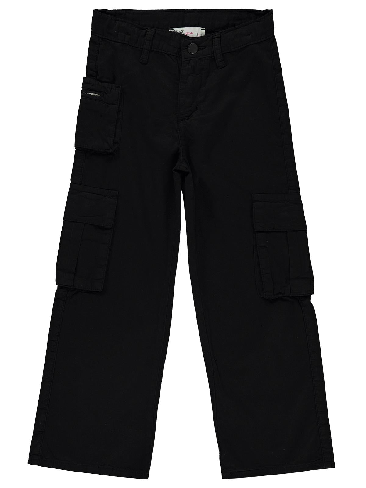Civil Girls Üç Cepli Kargo 6-9 Yaş Pantolon - Siyah
