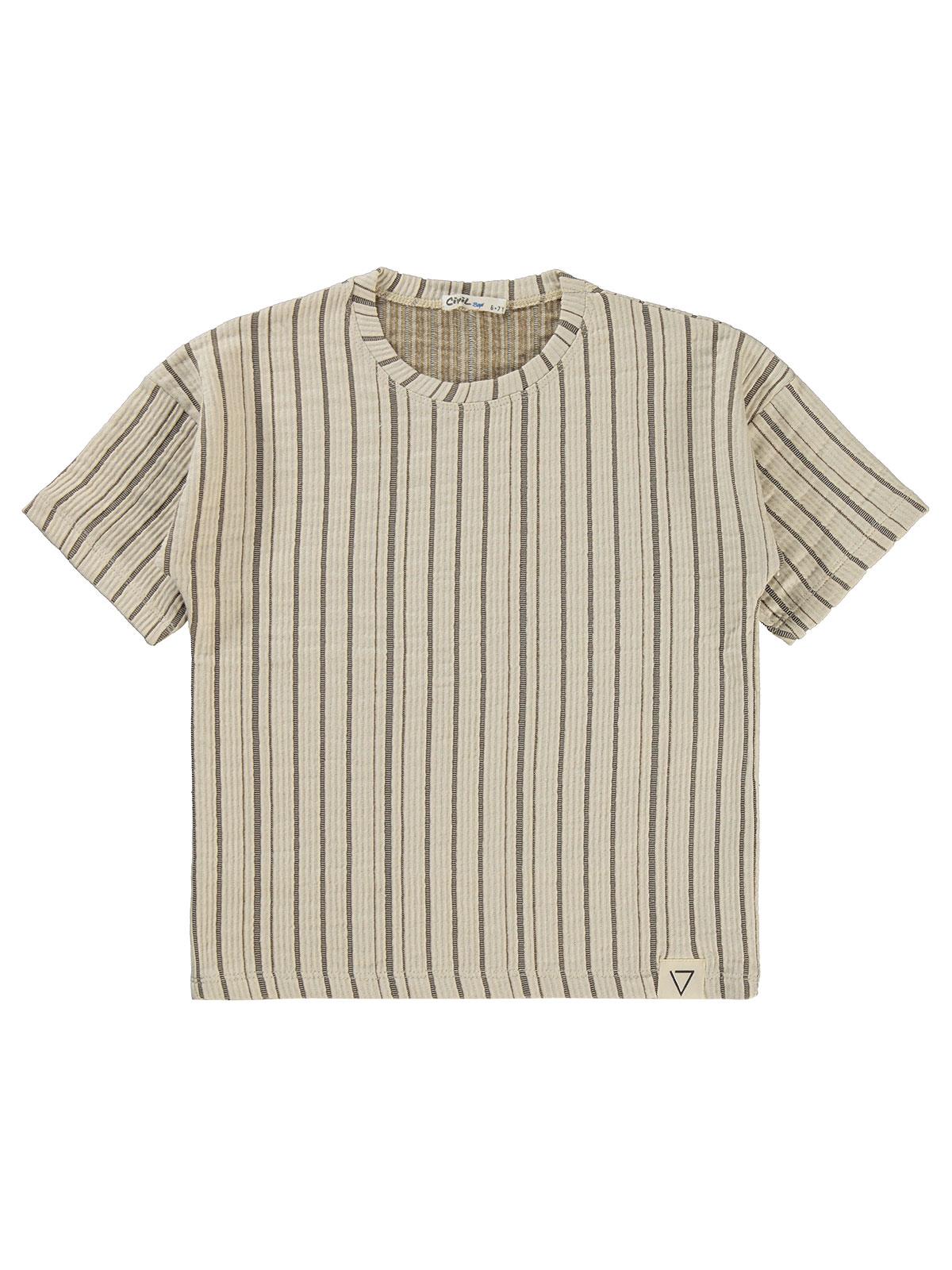 Civil Boys Kendinden Desenli 6-9 Yaş Tişört - Kahve