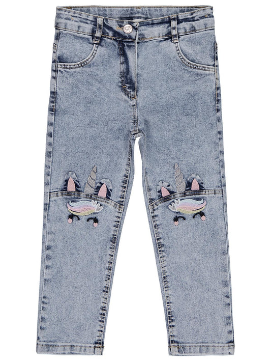 Civil Girls Unicorn Nakışlı 2-5 Yaş Pantolon - Mavi