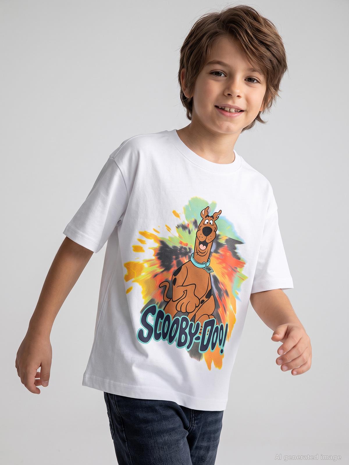 Scooby Doo Baskılı 6-9 Yaş Tişört - Beyaz