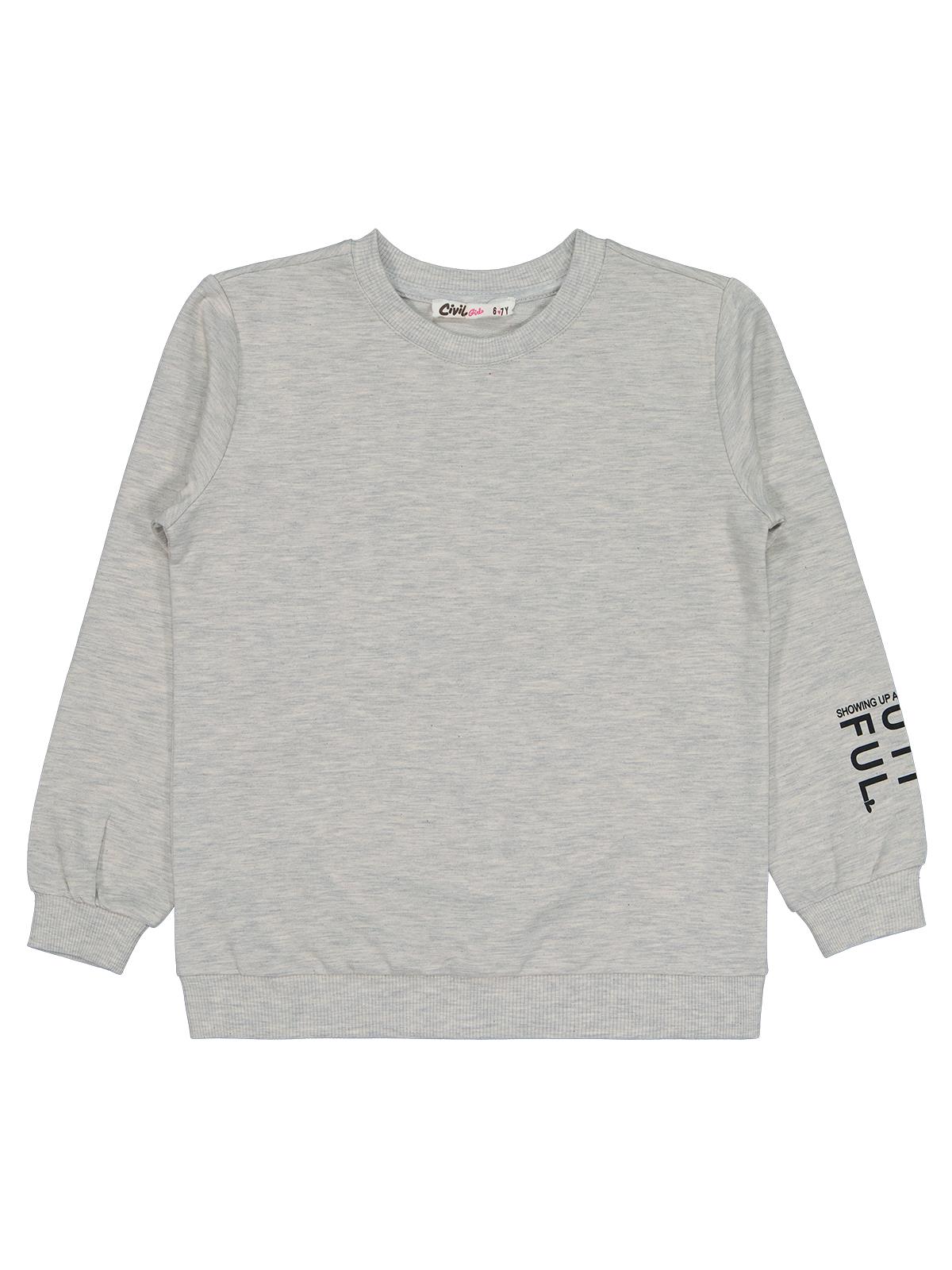 Civil Kız Çocuk Basic Sweatshirt | 2 İp Uzun Kol Bisiklet Yaka | Okul Kreş ve Günlük Kullanım - Ekru