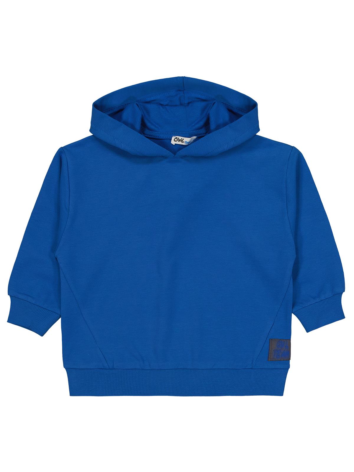 Civil Erkek Çocuk Cvl Team Etiketli Sweatshirt | Fırçalı 2 İp | Okul Kreş ve Günlük Kullanım - Mavi