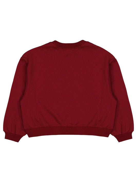 Civil Girls Kız Çocuk Düz Sweatshirt | 3 İp Uzun Kol Bisiklet Yaka | Okul Kreş ve Günlük Kullanım - Bordo