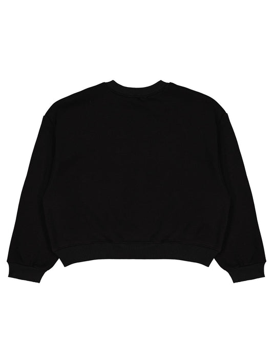 Civil Girls Kız Çocuk Düz Sweatshirt | 3 İp Uzun Kol Bisiklet Yaka | Okul Kreş ve Günlük Kullanım - Siyah