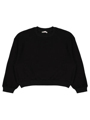 Civil Girls Kız Çocuk Düz Sweatshirt | 3 İp Uzun Kol Bisiklet Yaka | Okul Kreş ve Günlük Kullanım - Siyah