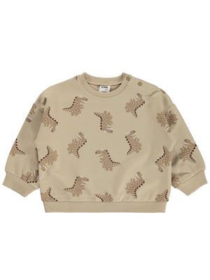 Civil Baby Benekli Dino Empirme 6-18 Ay Sweatshirt - Kahverengi