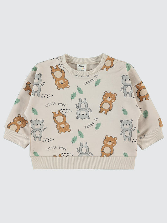 Civil Baby Ayıcıklar Empirme 6-18 Ay Sweatshirt - Fil Dişi