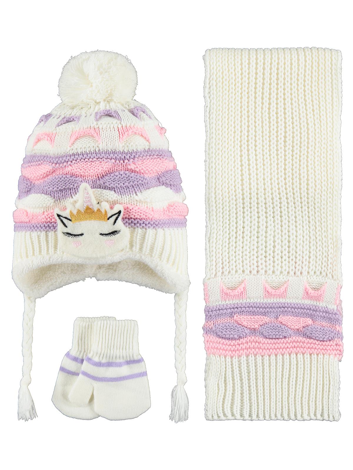 Civil Baby Unicorn Aks. 0-24 Ay Atkı Bere Eldiven Set - Pembe