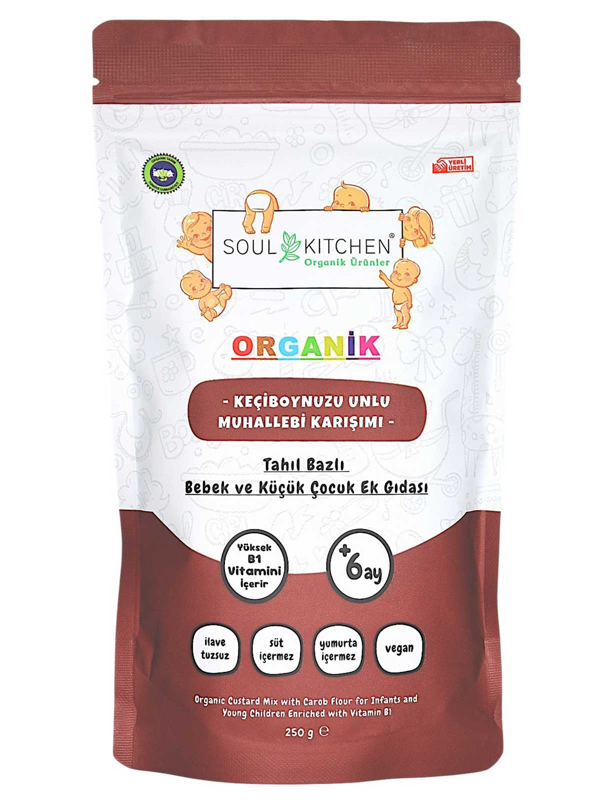 Soul Kitchen Organik Keçiboynuzu Unlu Muhallebi Karışımı Tahıl Bazlı Bebek Ek Gıdası 250Gr