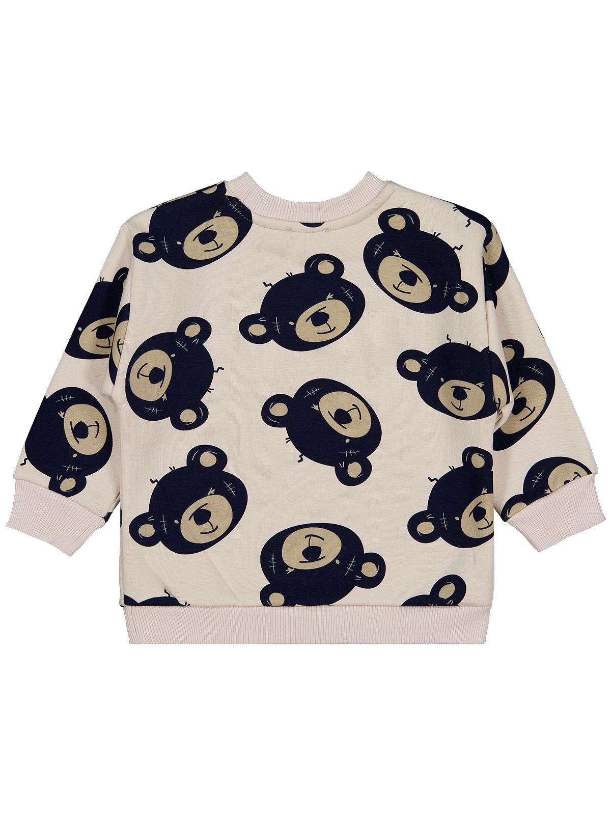 Civil Boys Erkek Çocuk Ayıcık Empirme Sweatshirt | 3 İp Uzun Kol | Okul Kreş ve Günlük Kullanım - Bej
