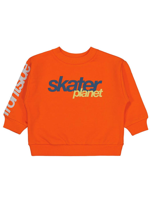Civil Boys Erkek Çocuk Skater Baskılı Sweatshirt | 3 İp Uzun Kol | Okul Kreş ve Günlük Kullanım - Turuncu