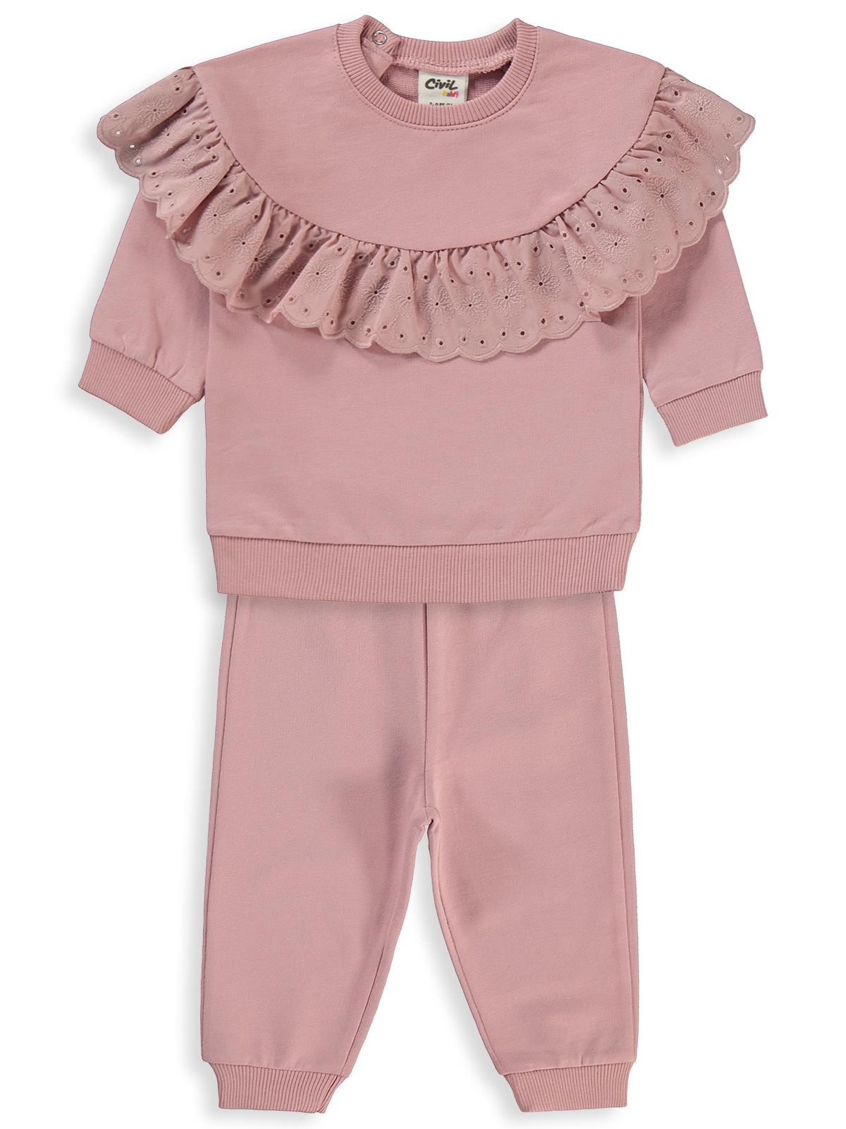 Civil Baby Brodeli 6-18 Ay Takım - Pembe