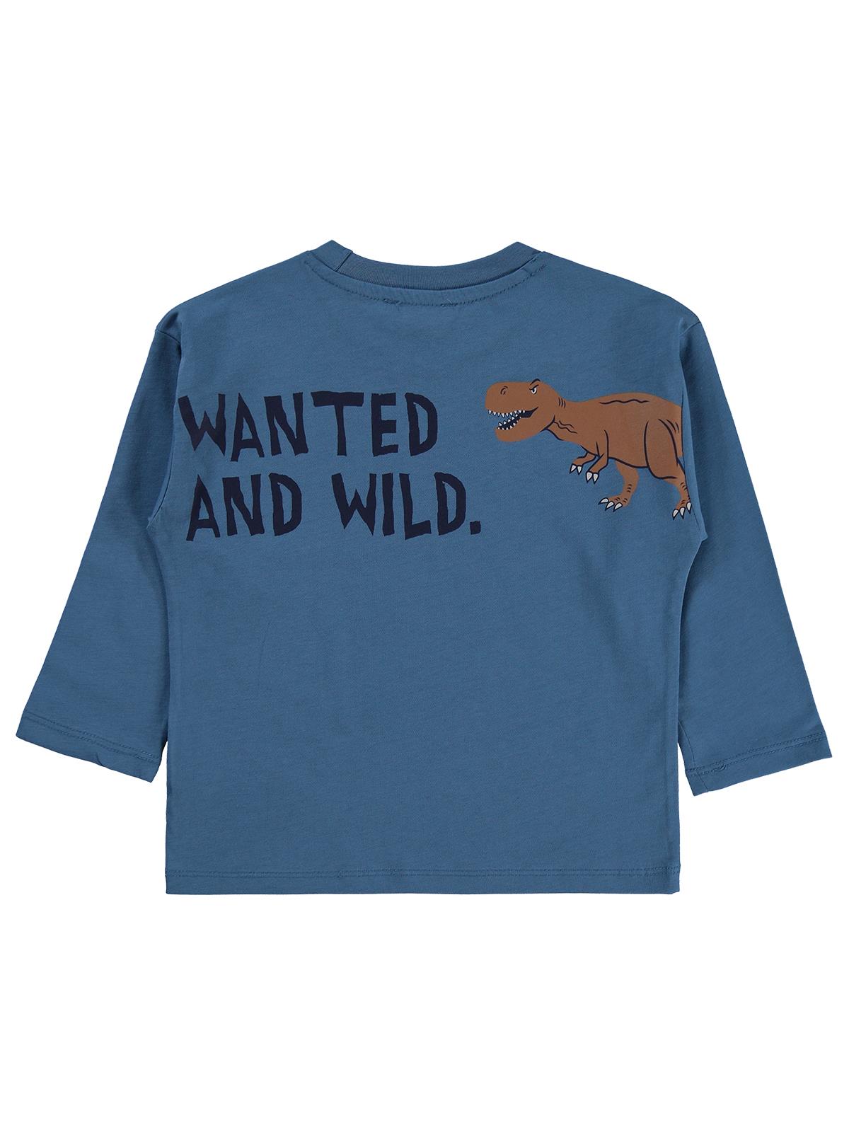 Civil Erkek Çocuk Dinosaur Walk Baskılı Sweatshirt | Süprem Uzun Kol | Okul Kreş ve Günlük Kullanım - Mavi