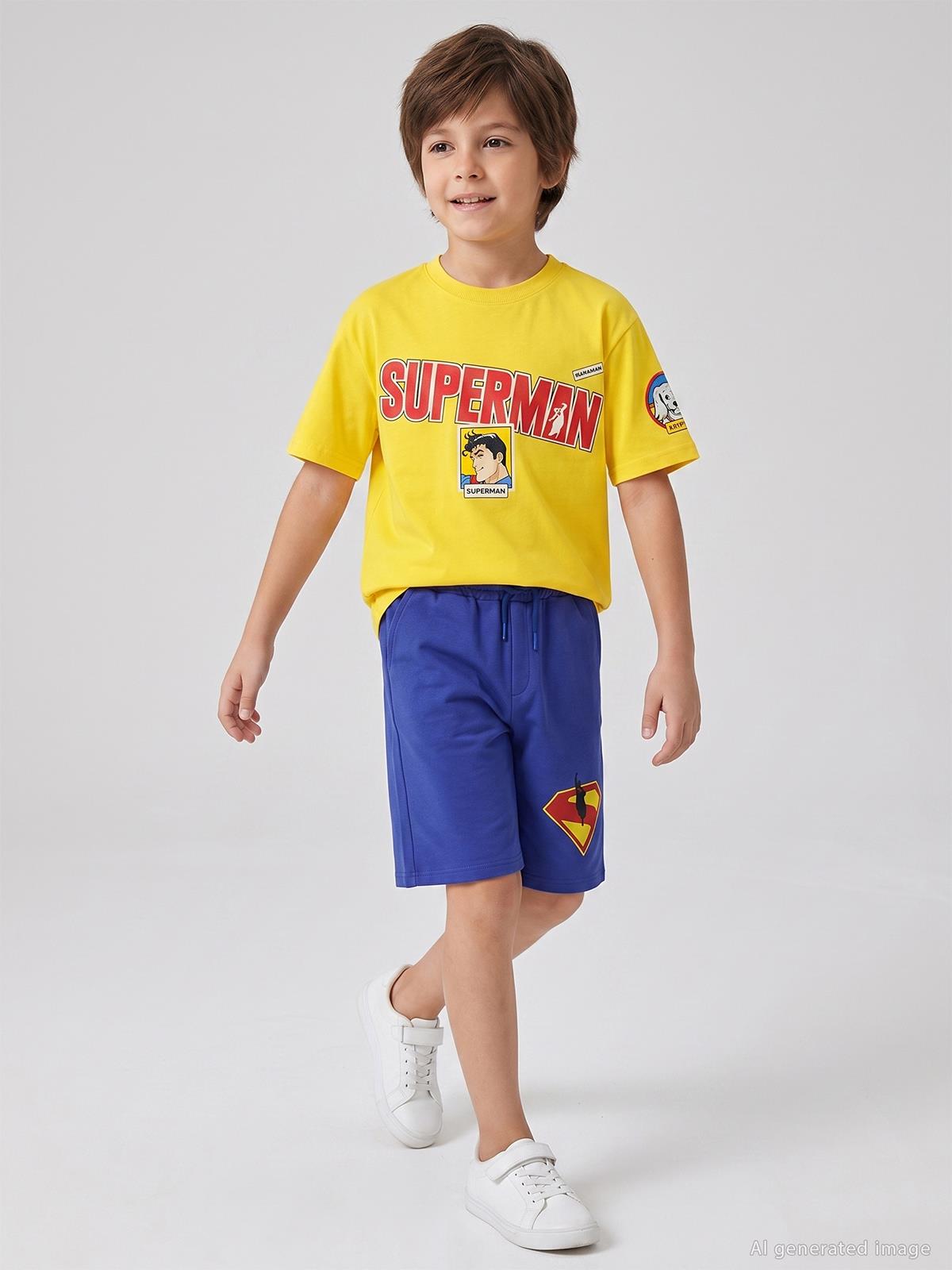 Süperman Logolu 6-9 Yaş Kapri - Mavi