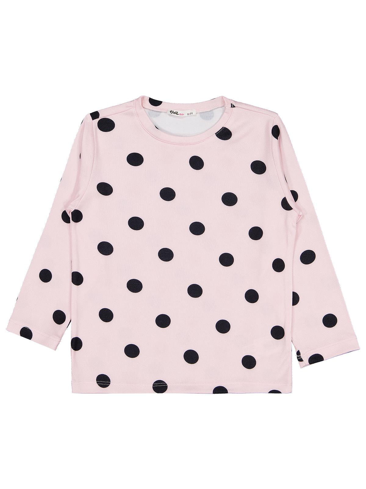 Civil Girls Puanlı 6-9 Yaş Pijama Takımı - Pudra