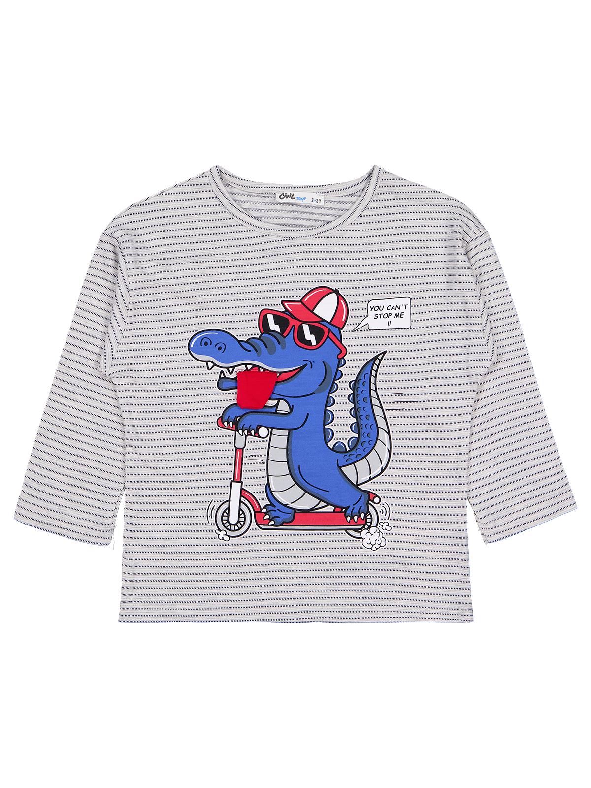 Civil Boys Timsah Baskılı 2-5 Yaş Sweatshirt - Gri
