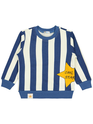 Civil Boys Çizgili Yıldız Baskılı 2-5 Yaş Sweatshirt - Mavi