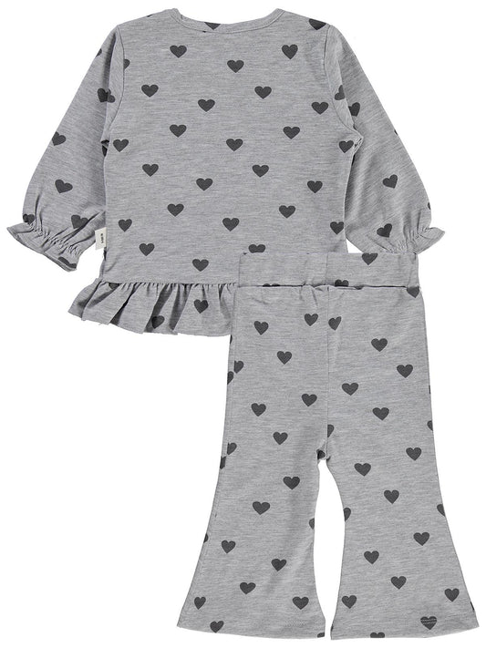 Civil Baby Kalp Baskılı 6-18 Ay Takım - Gri